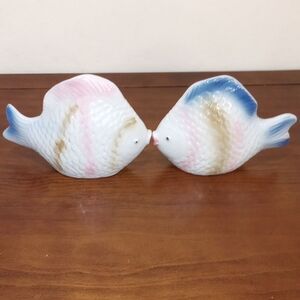 Vintage Ceramic Tropical Kissing Fish Figures